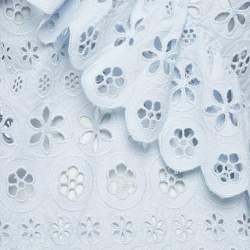 Self-Portrait Blue Schiffli Lace Ruffled Broderie Anglaise Top M