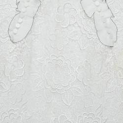 Self-Portrait White Floral Guipure Lace Ruffled Full Sleeve Top M
