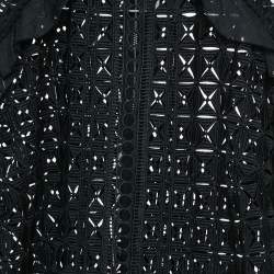 مملوكة مسبقًا Self-Portrait Black Guipure Lace Ruffled Full Sleeve Top M