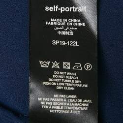 Pre Owned Self-Portrait Navy Blue Guipure Lace Tiered Mini Dress M