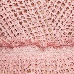 Self-Portrait Pink Guipure Lace Pleated Sleeveless Mini Dress S