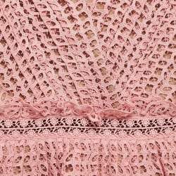 Self-Portrait Pink Guipure Lace Pleated Sleeveless Mini Dress S