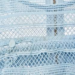 Pre Owned Self-Portrait Blue Guipure Lace Ruffled Mini Dress M