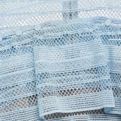 Pre Owned Self-Portrait Blue Guipure Lace Ruffled Mini Dress M