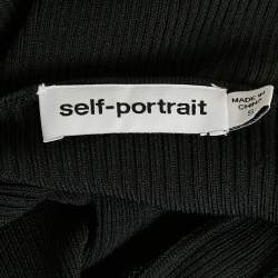 Pre Owned Self-Portrait Black Rib Knit Cut-Out Ruched Midi Dress S