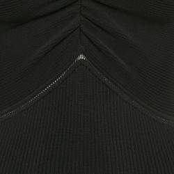Pre Owned Self-Portrait Black Rib Knit Cut-Out Ruched Midi Dress S