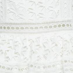 Pre Owned Self-Portrait White Star Guipure Lace High Neck Mini Dress M