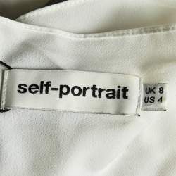 Pre Owned Self-Portrait Navy Blue Wavy Guipure Lace Mini Dress S