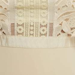 Self-Portrait Beige Lace Trim Crepe Midi Dress S