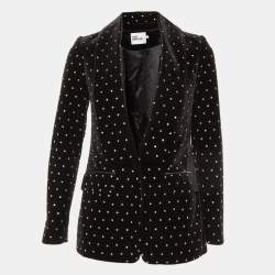 Pre Owned Self-Portrait Black Crystal Embellished Velvet Blazer S