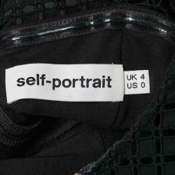 Self-Portrait Black Guipure Lace Tiered Midi Dress XS