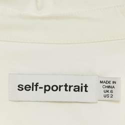 Pre Owned Self-Portrait White Cotton Lace Panel Detail Mini Dress S