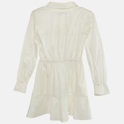 Pre Owned Self-Portrait White Cotton Lace Panel Detail Mini Dress S