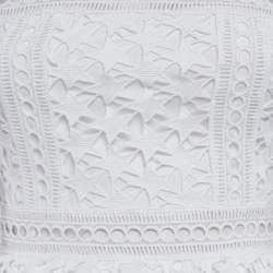 Pre Owned Self-Portrait White Guipure Lace Tiered Mini Dress S