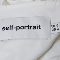 Pre Owned Self-Portrait White Guipure Lace Tiered Mini Dress S