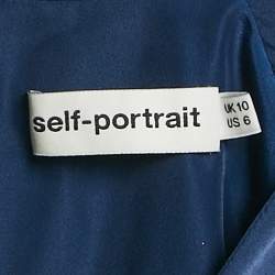 Pre Owned Self-Portrait Blue Satin Asymmetric Long Dress M
