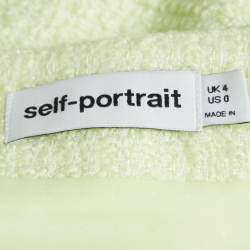 Self-Portrait Lime Green Tweed Embellished Button Top and Skirt Set S/XS
