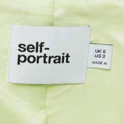 Self-Portrait Lime Green Tweed Embellished Button Top and Skirt Set S/XS