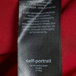 مملوكة مسبقًا فستان طويل سيلف بورتريه كريب أحمر بأكمام منتفخة مجمع مقاس متوسط - ميديوم