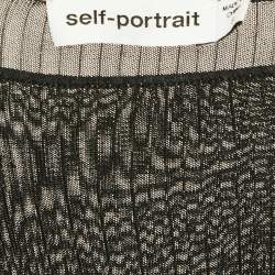 Self-Portrait Black Rib Knit Cut-Out Detail Bodycon Midi Dress S