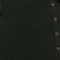 Self-Portrait Black Rib Knit Cut-Out Detail Bodycon Midi Dress S