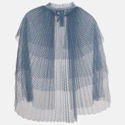 Self-Portrait Blue Dot Mesh Cape S/M
