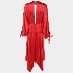 Self-Portrait Red Satin Midi Dress L