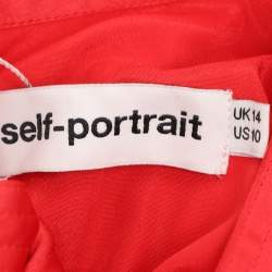 Pre Owned Self-Portrait Red Satin Midi Dress L