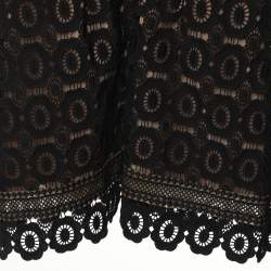 Self-Portrait White/Black Lace Felicia Collared Mini Dress M