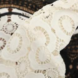Self-Portrait White/Black Lace Felicia Collared Mini Dress M