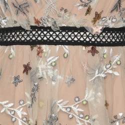 Self-Portrait Beige Mesh Star Midi Dress S
