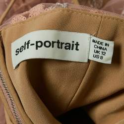 Pre Owned فستان سيلف بورتريه متوسط تول مطرز وردي فاتح متعدد الطبقات