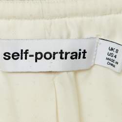 Self-Portrait White Tweed & Crepe Tailored Midi Dress S