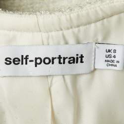Self-Portrait White Tweed & Crepe Tailored Midi Dress S