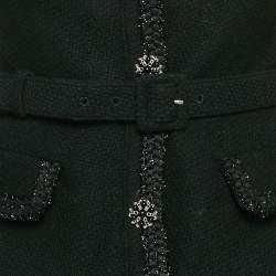 Self-Portrait Black Tweed and Chiffon Pleated Tailored Bodice Midi Dress M
