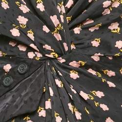Self-Portrait Navy Blue Floral Print Flared Midi Dress S