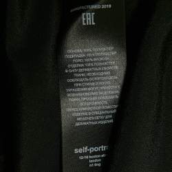 Pre Owned Self-Portrait Black Floral Embroidered Tulle Tiered Maxi Dress M