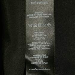 Pre Owned Self-Portrait Black Floral Embroidered Tulle Tiered Maxi Dress M