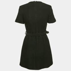 Pre Owned Self-Portrait Black Wool Blend Textured Mini Dress S