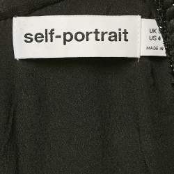 Pre Owned Self-Portrait Black Wool Blend Textured Mini Dress S