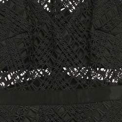 Self-Portrait Black Triangle Lace Tiered Midi Dress S