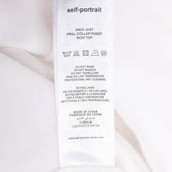 Self-Portrait White Stretch Crepe Tie Neck Top XS