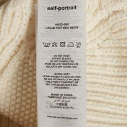 Self-Portrait White Cable Knit Button Detail Mini Skirt L