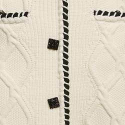 Self-Portrait White Cable Knit Button Detail Mini Skirt L