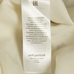 Pre Owned Self-Portrait White Animal Printed Satin Contrast Detail Midi Dress S