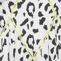 Pre Owned Self-Portrait White Animal Printed Satin Contrast Detail Midi Dress S