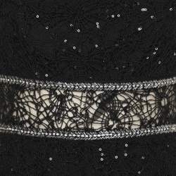 Self Portrait Black Sequin Circle Lace Midi Dress M