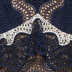 Self-Portrait Navy Blue Lace Tiered Mini Dress S