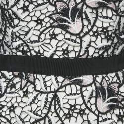 مملوكة مسبقًا Self-Portrait White/Black Floral Lace Mini Dress S