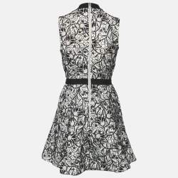 مملوكة مسبقًا Self-Portrait White/Black Floral Lace Mini Dress S